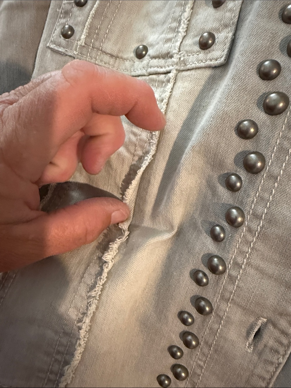 NWT Double D Ranch Saddlepack Light Gray Studded Embroidered Jean Jacket 2X - Picture 9 of 10